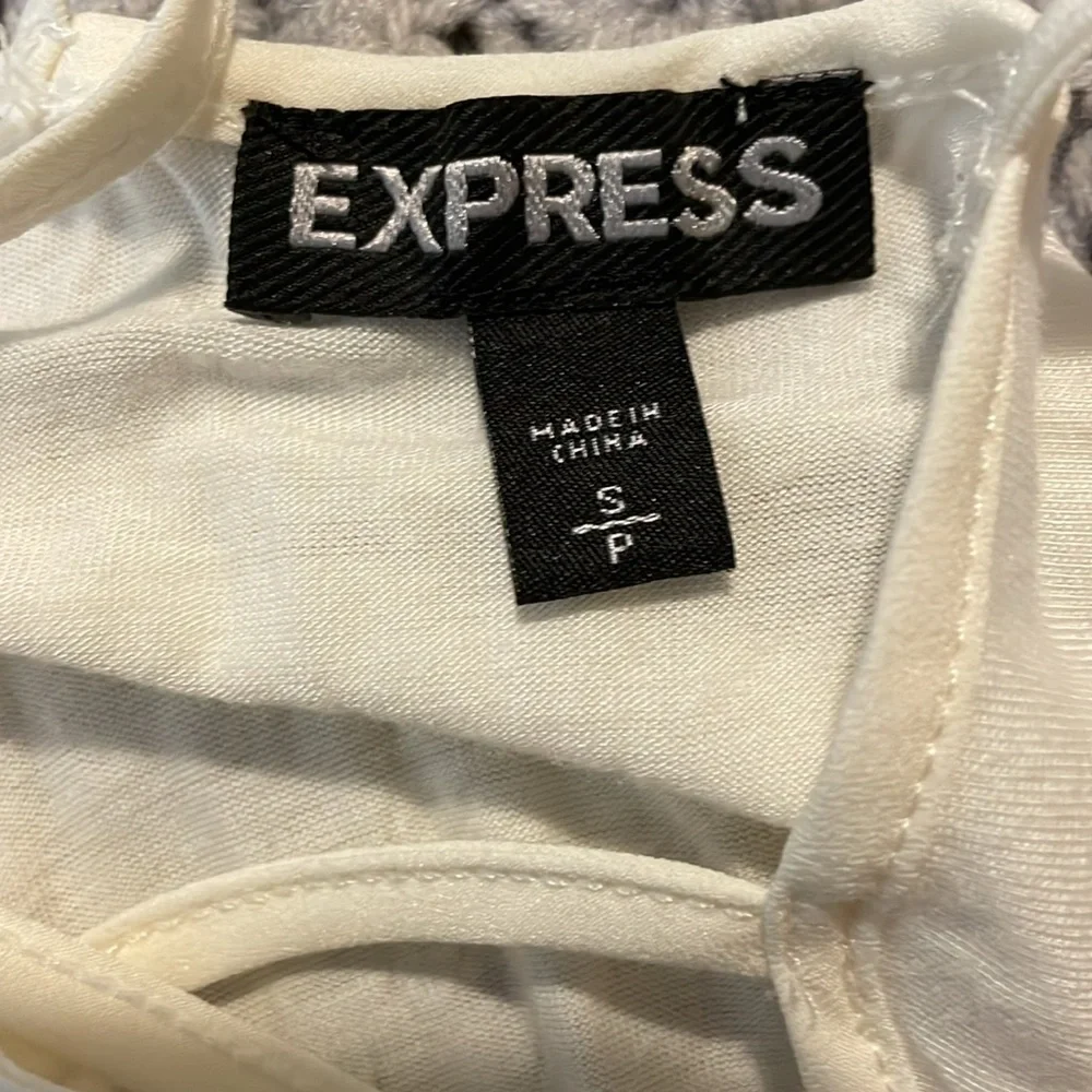 B7- Express White and Black Embellished Women's Small Beaded Tank Top